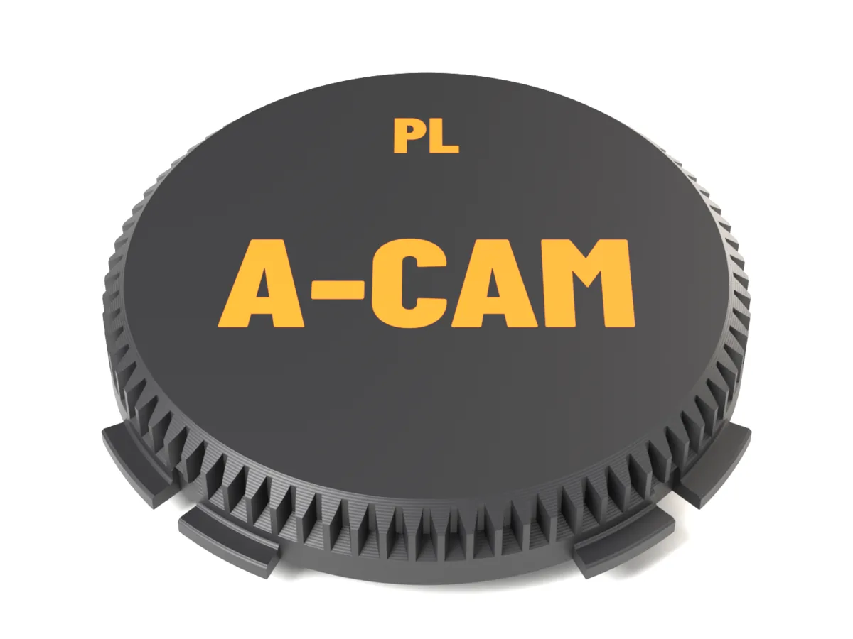 Face of the ARRI PL AirTag body cap with A-CAM and PL as a two-colour inlay