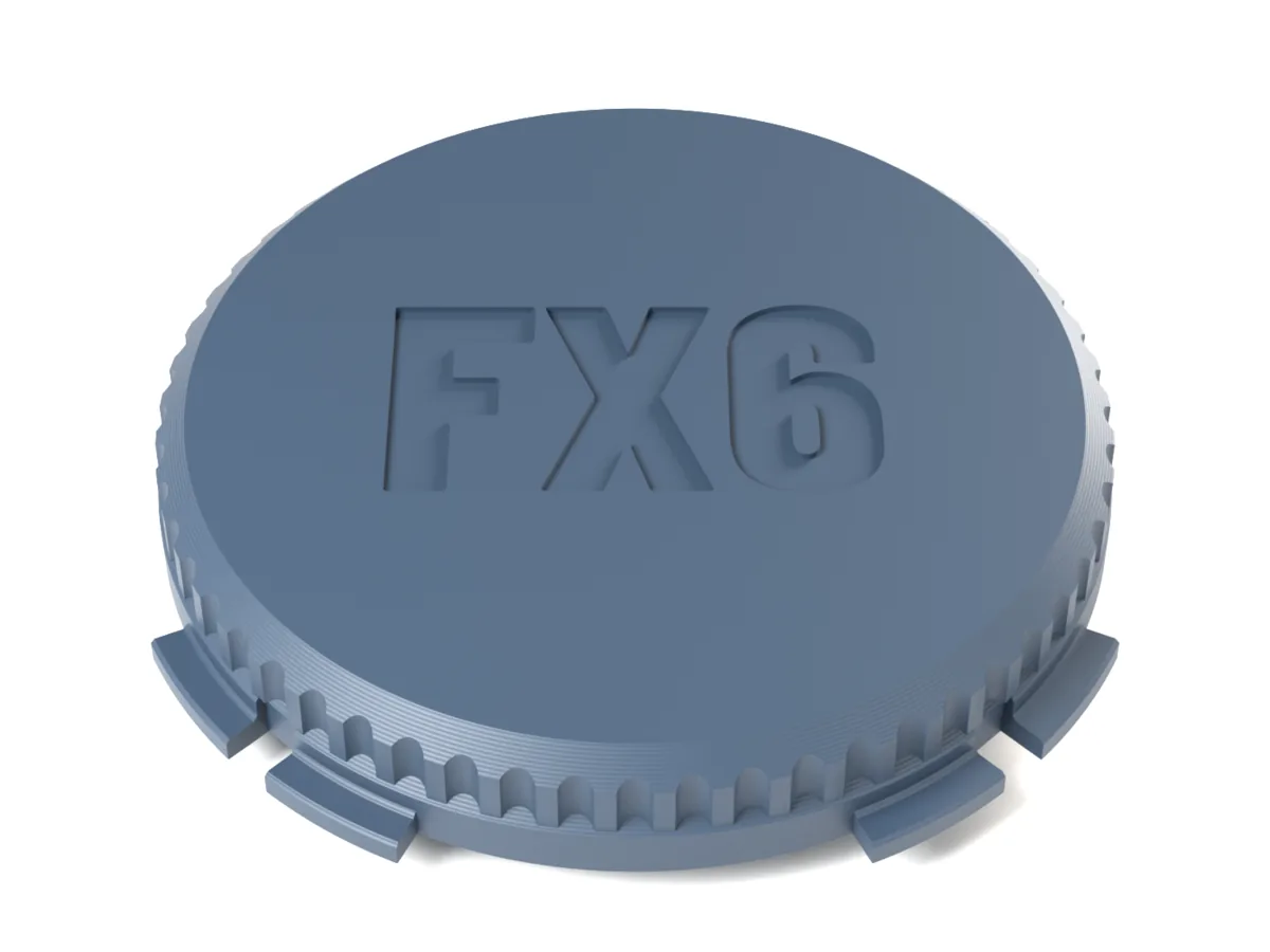 ARRI PL body cap with the flutes grip and FX6 engraved into the face for one filament
