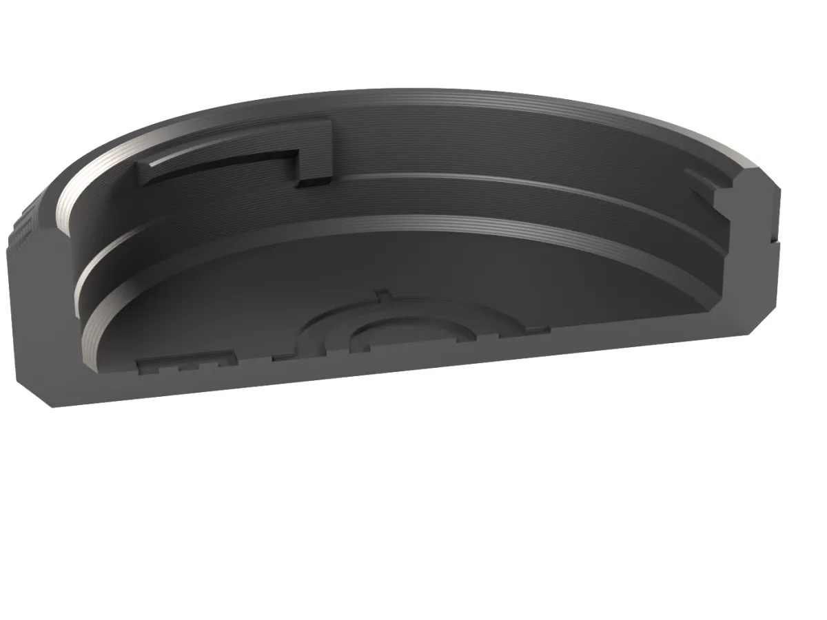 Cut through the Sony E rear cap: claws, ramp and the room for the rear element