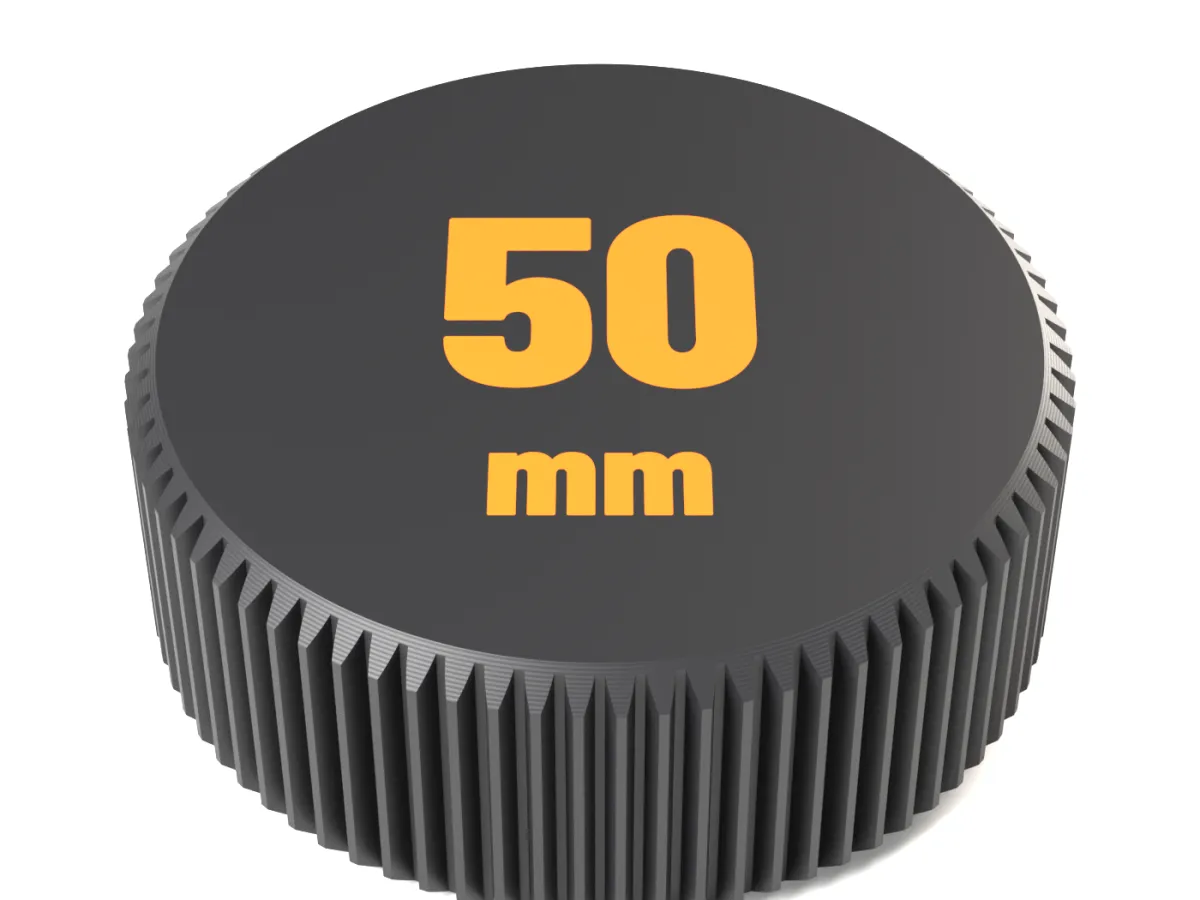 Face of the EF AirTag rear cap with 50 mm as a two-colour inlay
