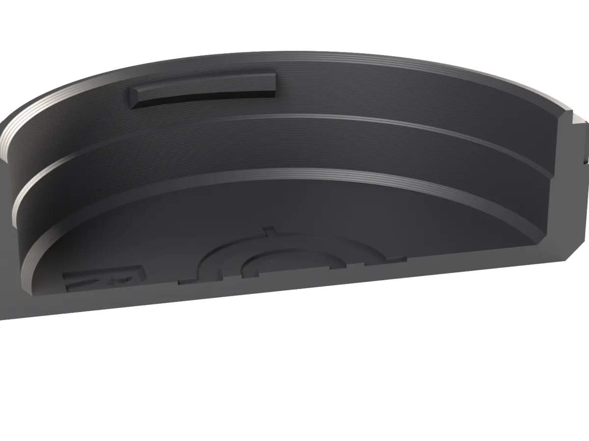 Cut through the Canon RF rear cap: claws, ramp and the room for the rear element