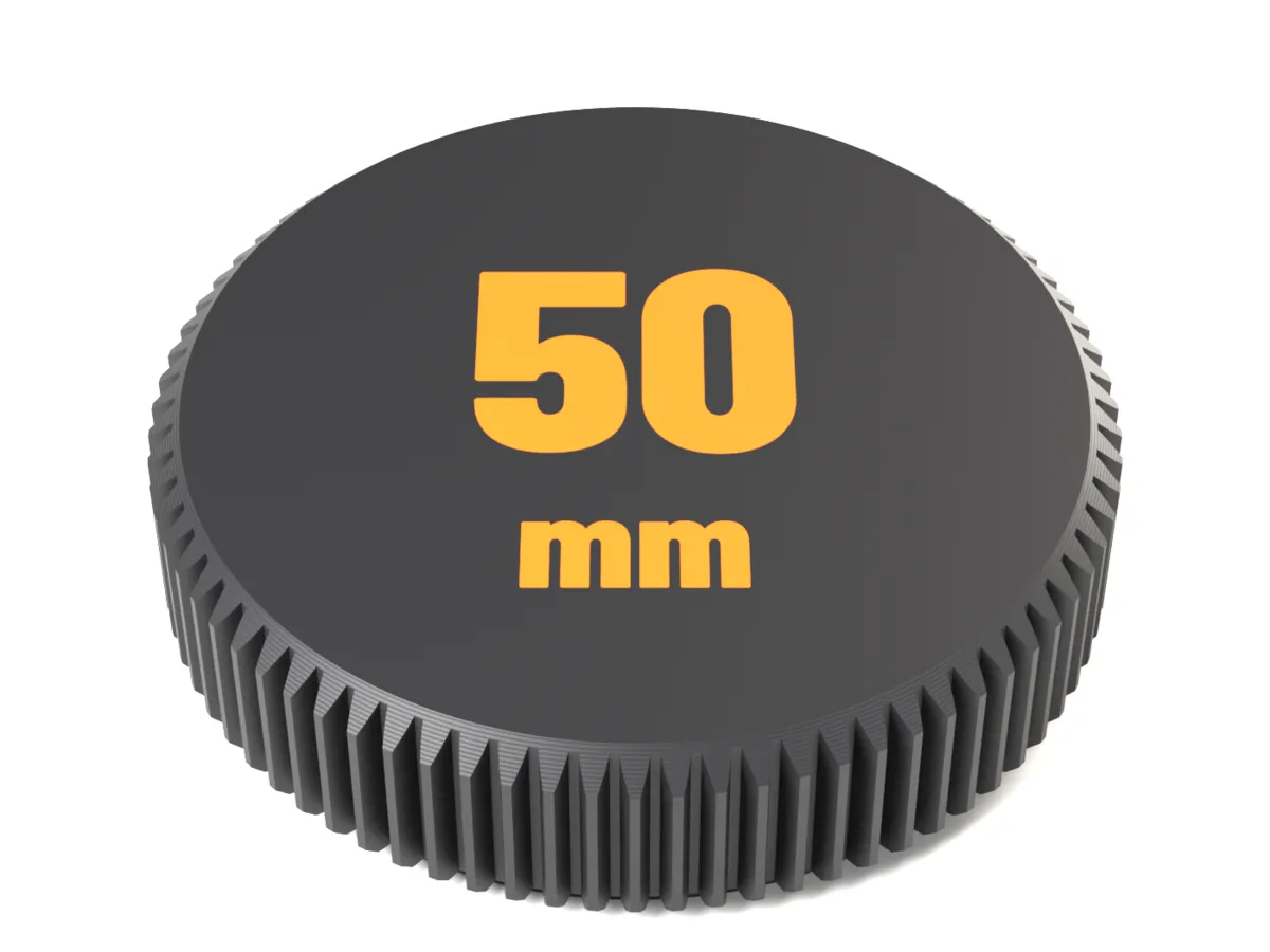 Face of the Nikon Z rear cap with 50 mm as a two-colour inlay
